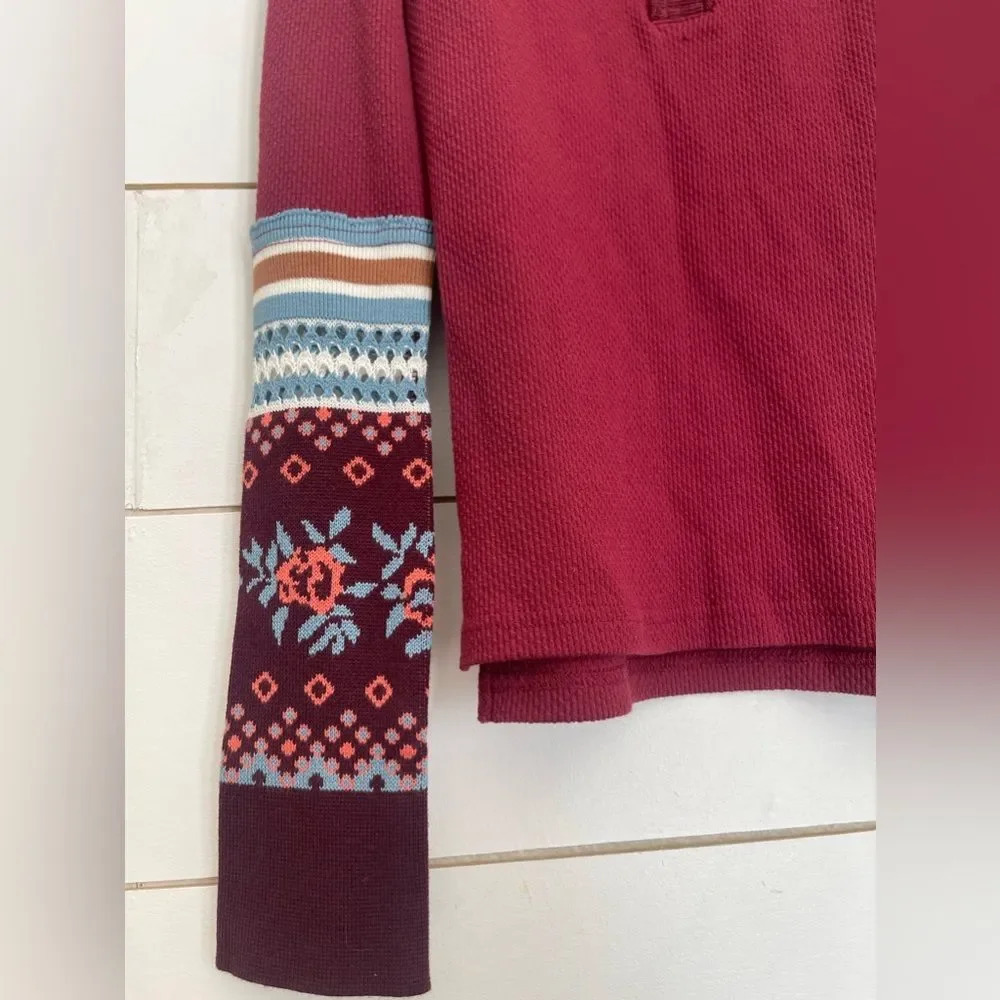 NWOT Free People Mikah Notch Neck waffle Top - Picture 10 of 14